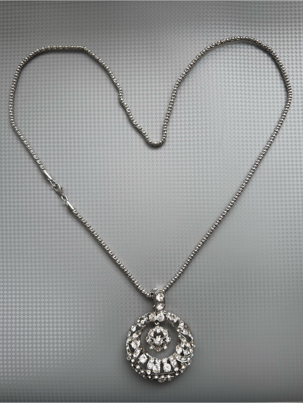 Silver Crystal Circle Pendant Necklace - Women's Jewelry